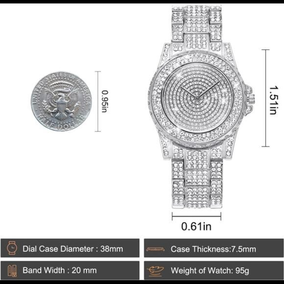 Diamond Watch for Women Iced Out Watch Bling Rhinestone Watches - Picture 6 of 7